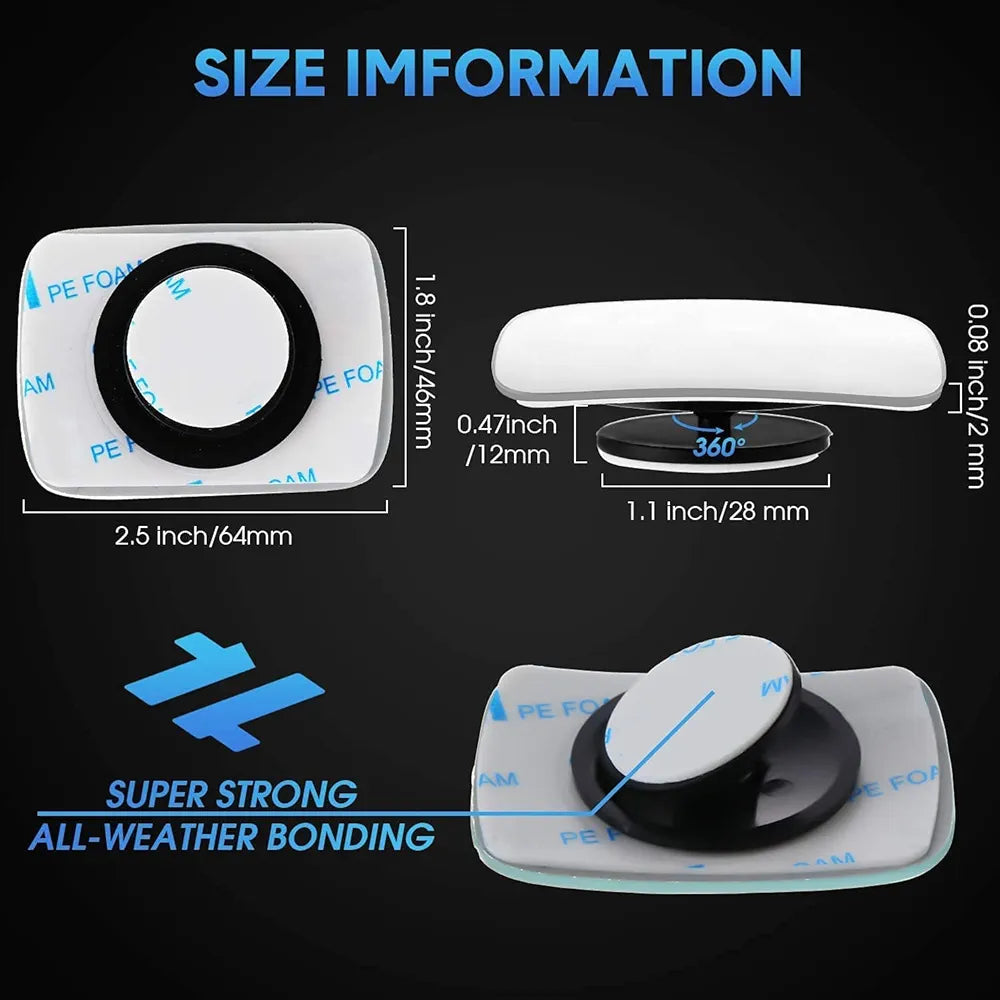 Detachi 3R Car Wide Angle Blind Spot Rear Mirror Rectangle Convex 360 Degree for Car