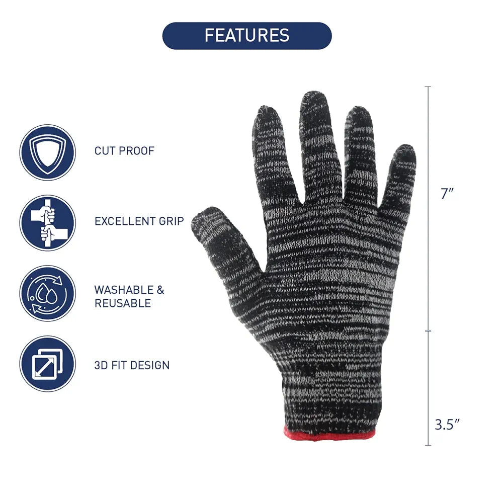 KAWACH Cut Resistance Gloves | Hand Safety Gloves for Kitchen Gardening | High Performance Fiber/Cotton Kitchen Gloves