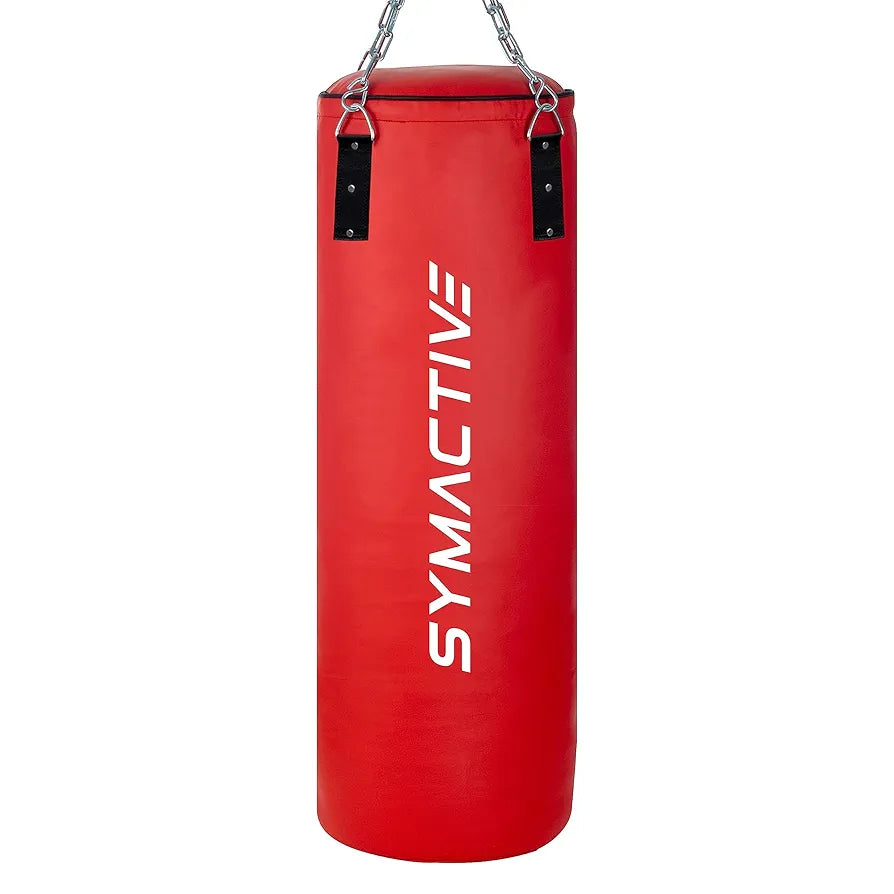 Amazon Brand - Symactive High Performance Heavy Duty 2 Feet Unfilled Punching Bag with Rust Proof Stainless Steel Hanging Chain, SRF Material, Red