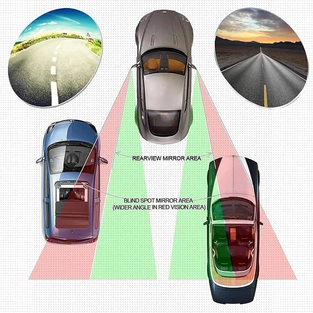 Detachi 3R Car Wide Angle Blind Spot Rear Mirror Rectangle Convex 360 Degree for Car