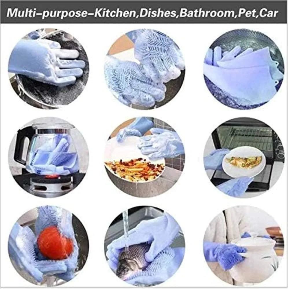 UrbanBite Hand Gloves for Kitchen Cleaning dish Washing Gloves Silicone Dishwashing Hands Vessel dishwasher wash utensil For Women Men House essentials for Bathroom Cleaning Pet Hair Care Car Washing