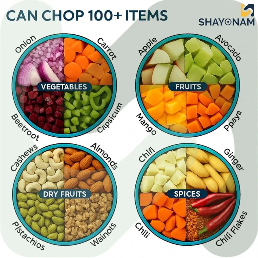SHAYONAM Chopper for Kitchen Use 1000ml,5 Blade Steel Large Manual Hand-Press Vegetable Chopper Mixer Cutter to Cut Onion, Salad, Tomato, Potato