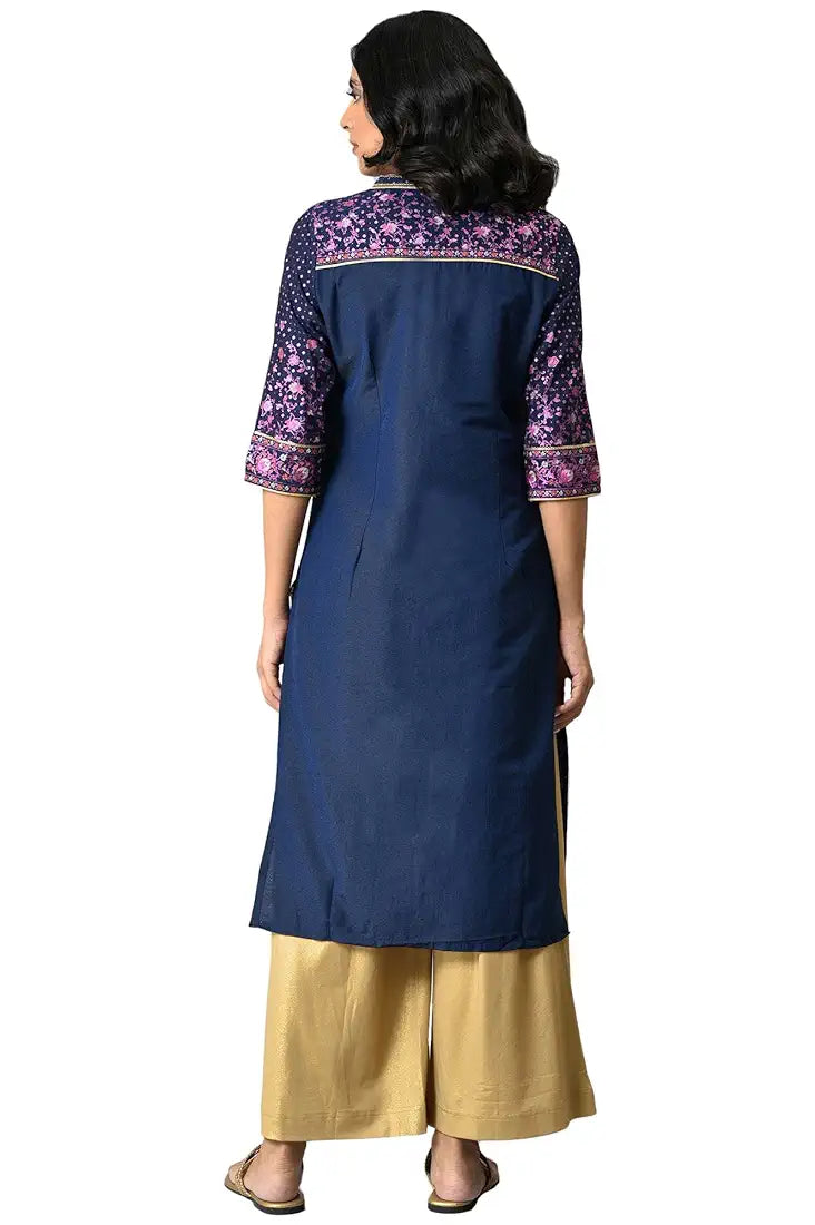 Aurelia Women's Viscose Blend Straight Fit Straight Floral Printed Kurta