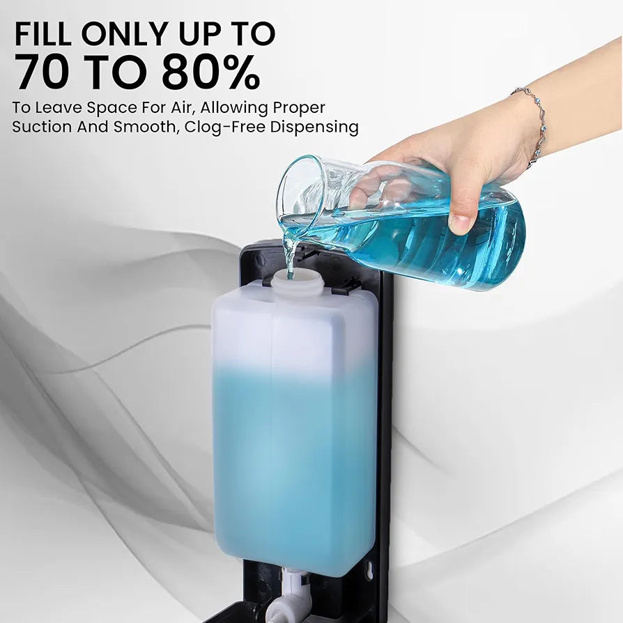 Robustt Manual Wall Mounted Liquid Soap Dispenser - Black - with Adhesive Hooks | Leak-Proof, Transparent Window, Easy Installation