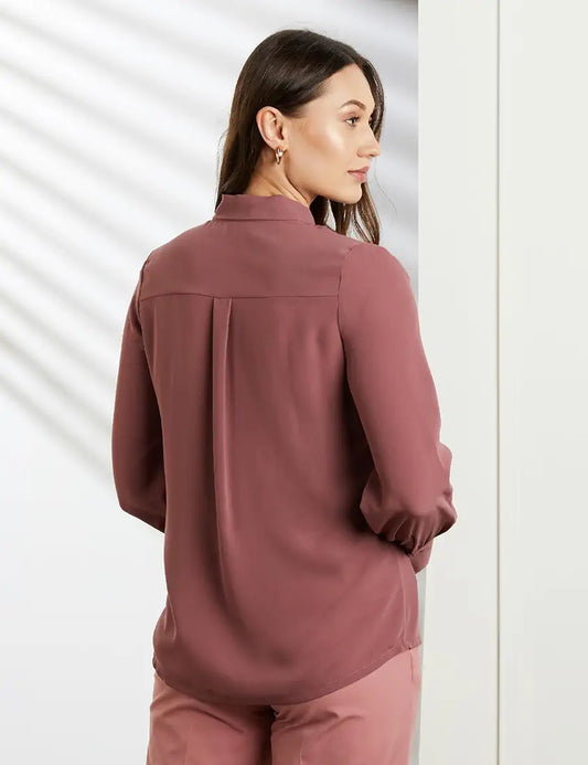 Symbol Premium Women's Solid Desk-to-Dinner' Bow Tie Top