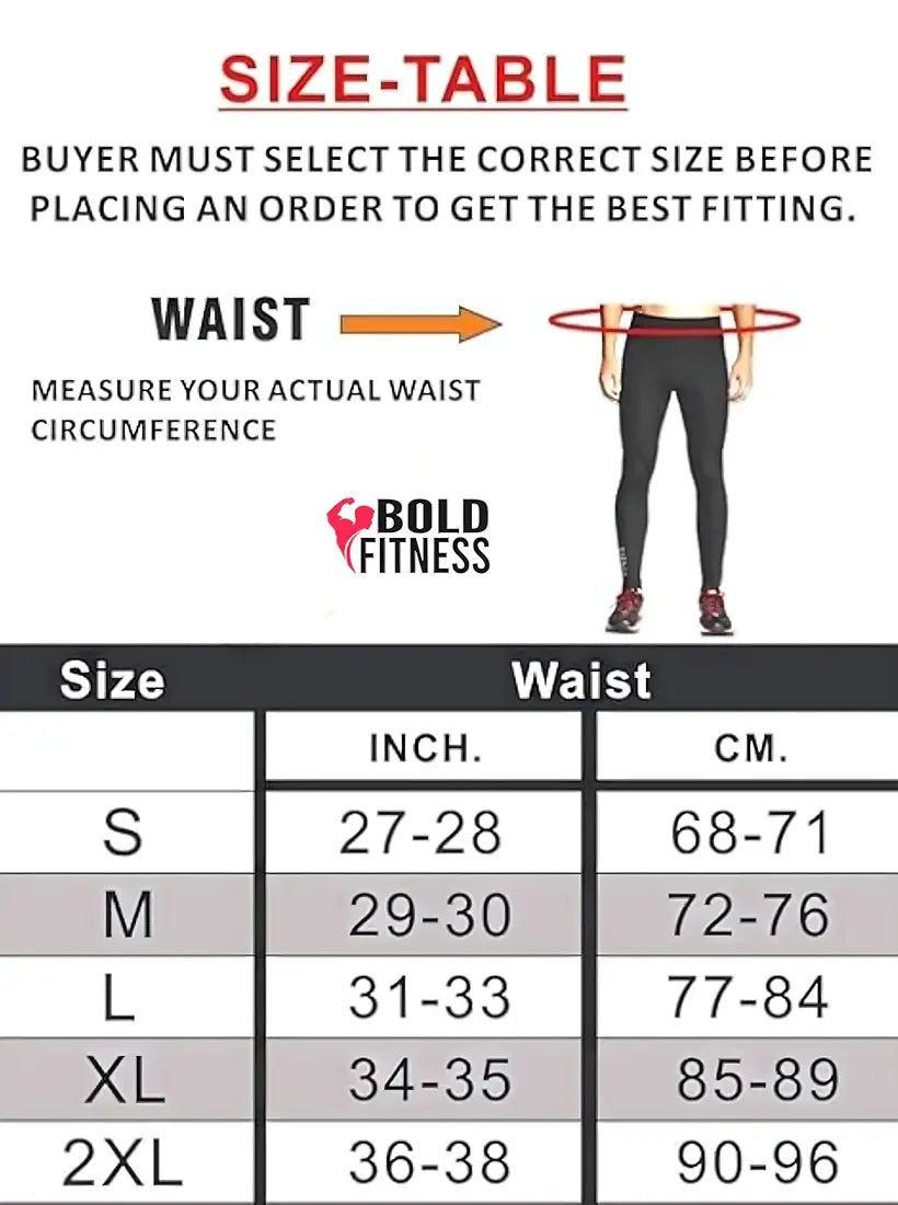 BOLD FITNESS Men Compression Pants | Gym & Sports Body Fit Tights Activewear
