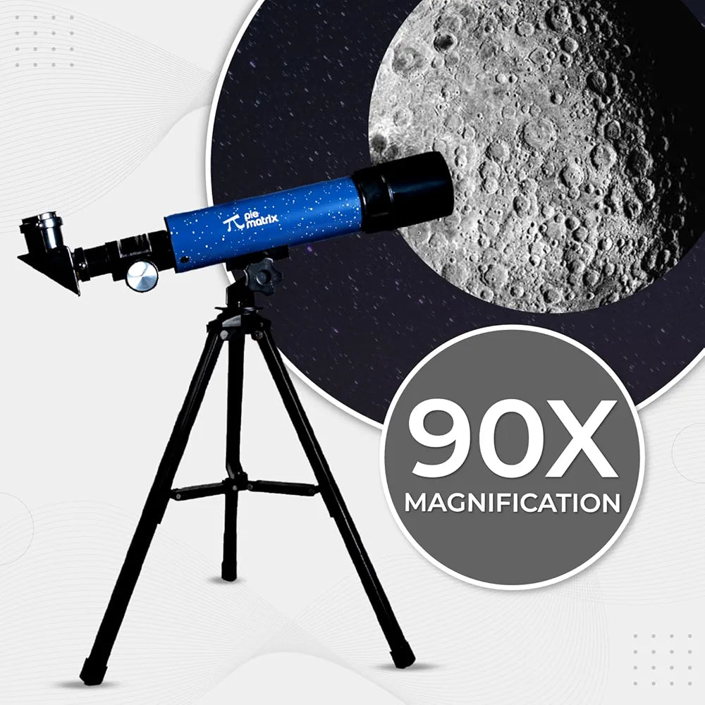 Pie Matrix Neo 50/360 HD Zoom Refractor Telescope – 90x Magnification, 360° Rotating Tripod, Clear Views of Moon & Wildlife, Lightweight Travel Bag – Ideal for Beginners & Stargazers.