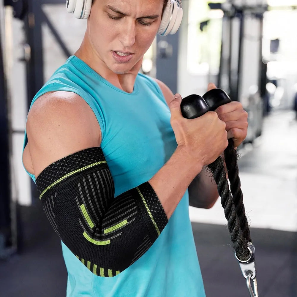 Leosportz Nylon Elbow Support For Gym -Elbow Brace For Men Women Workout|Elbow Compression Sleeves For Tendonitis Pain Relief, Tennis, Volleyball, Cricket-Elbow Pain