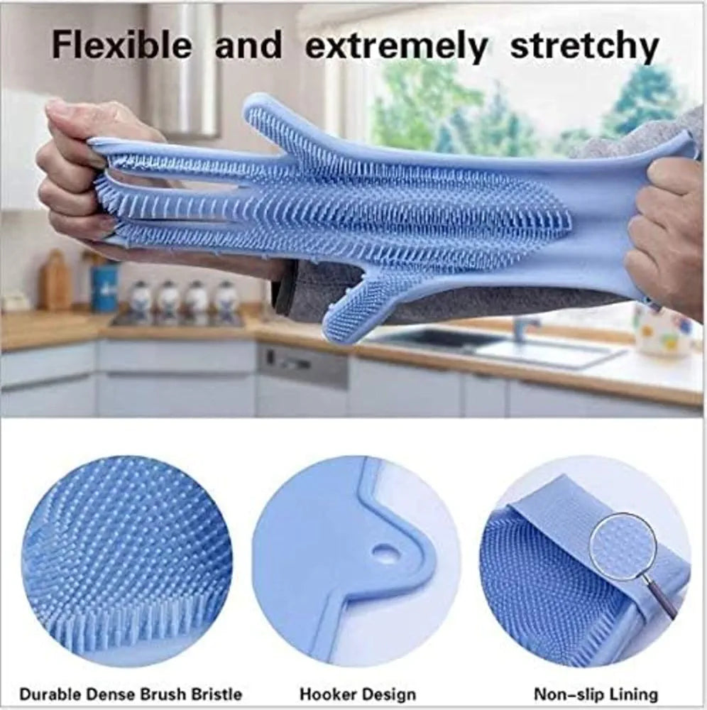 UrbanBite Hand Gloves for Kitchen Cleaning dish Washing Gloves Silicone Dishwashing Hands Vessel dishwasher wash utensil For Women Men House essentials for Bathroom Cleaning Pet Hair Care Car Washing