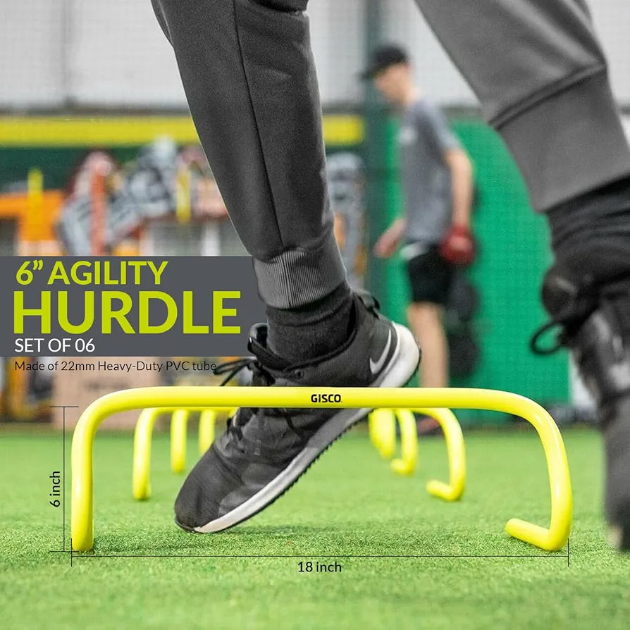 GISCO Speed and Agility Soccer Training Kit, Including 6" Hurdles - 6Pcs + 4 M Agility Ladder with Bag- 1 Piece + 6" Marker Cone - 6 Pcs + Kit Bag