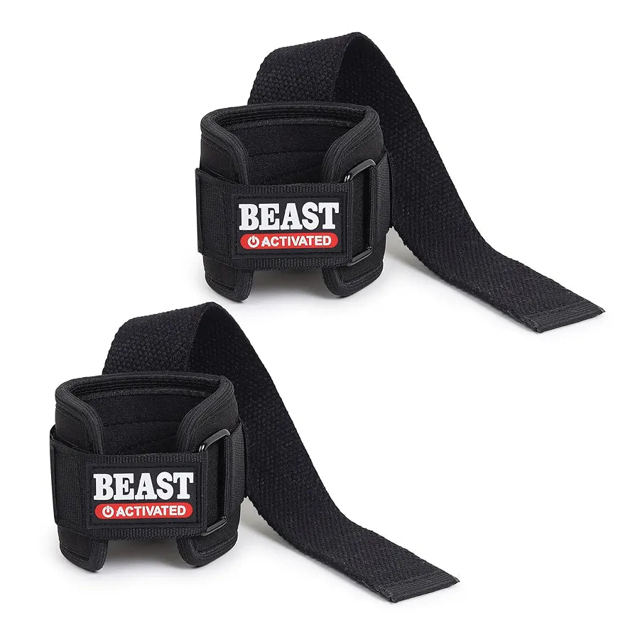 EasyHealth Beast Activated Deadlift Weight lifting Wrist Straps For Gym Hand Grips Band Support With Soft Cushioned Padding And Long Straps, For Max Grip And Barbell Stability