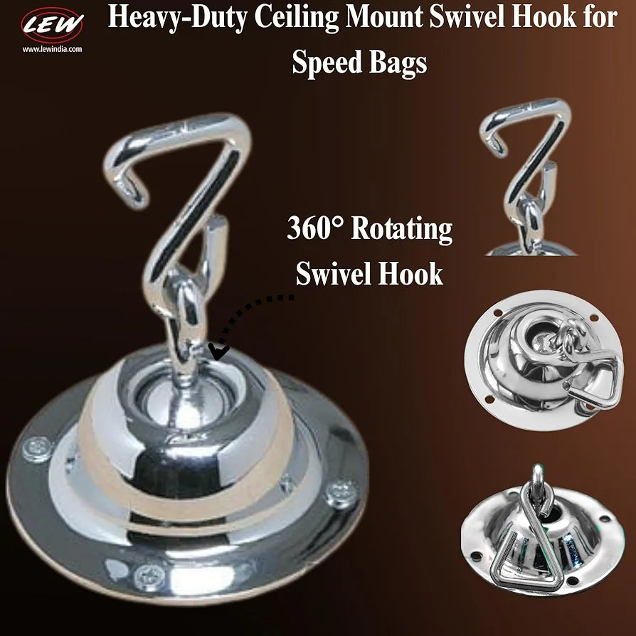 LEW Speed Ball for Boxing Training – Professional Leather Punching Bag with Ceiling Hook Mount