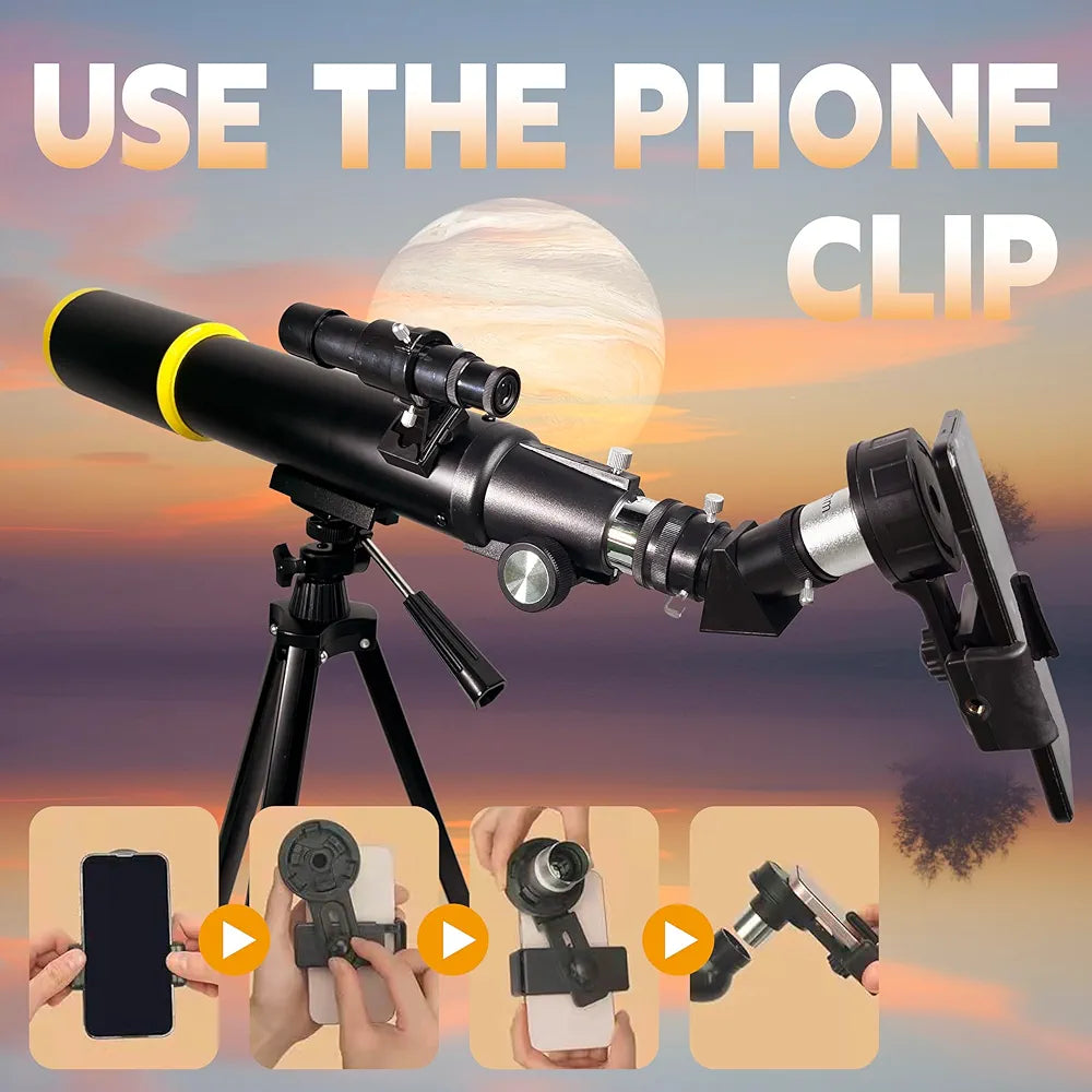 Cason F50070-Telescope for Astronomy,Galaxy 70mm Aperture 500 mm Refractor Zoom Monocular Telescope for Adults & Kids,Easyto Use for Moon,Planets,Stars,Galaxy with Aluminum Tripod and Phone Adapter