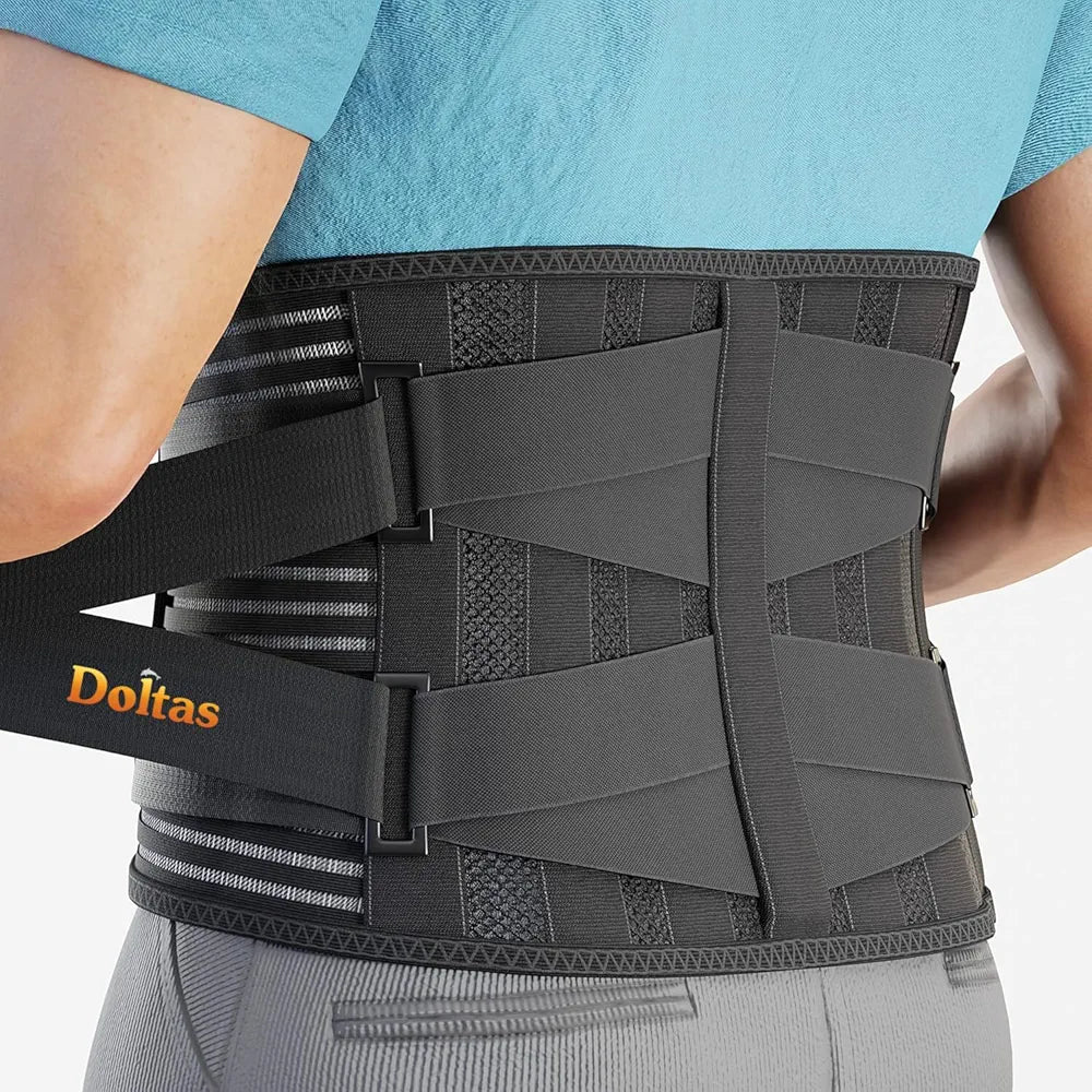 DOLTAS Lumber Sacral Belt for Lower Back Pain Relief LS belt with four Aluminium plates & Adjustable Back support for Men & Women Universal