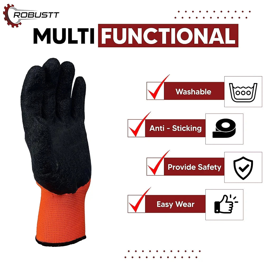 Robustt Nylon Nitrile Half Coated Industrial Safety Hand Gloves Anti-Cut | Cut Resistant | Heat Resistant | Industrial Use | for Finger and Hand Protection.