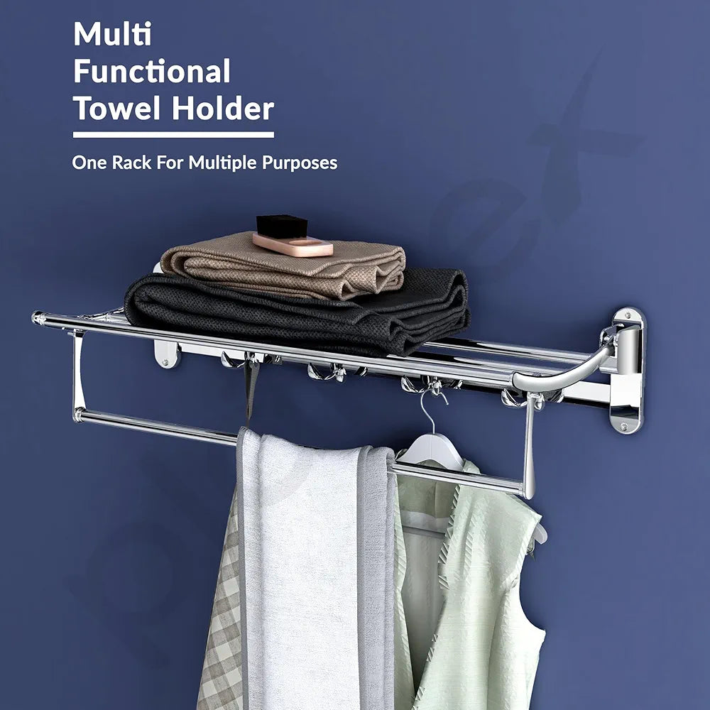 Plantex Stainless Steel Towel Holder in Bathroom/Towel Holder/Bathroom Towel Hanger for Wall/Towel Rack/Bathroom Accessories Chrome Finish