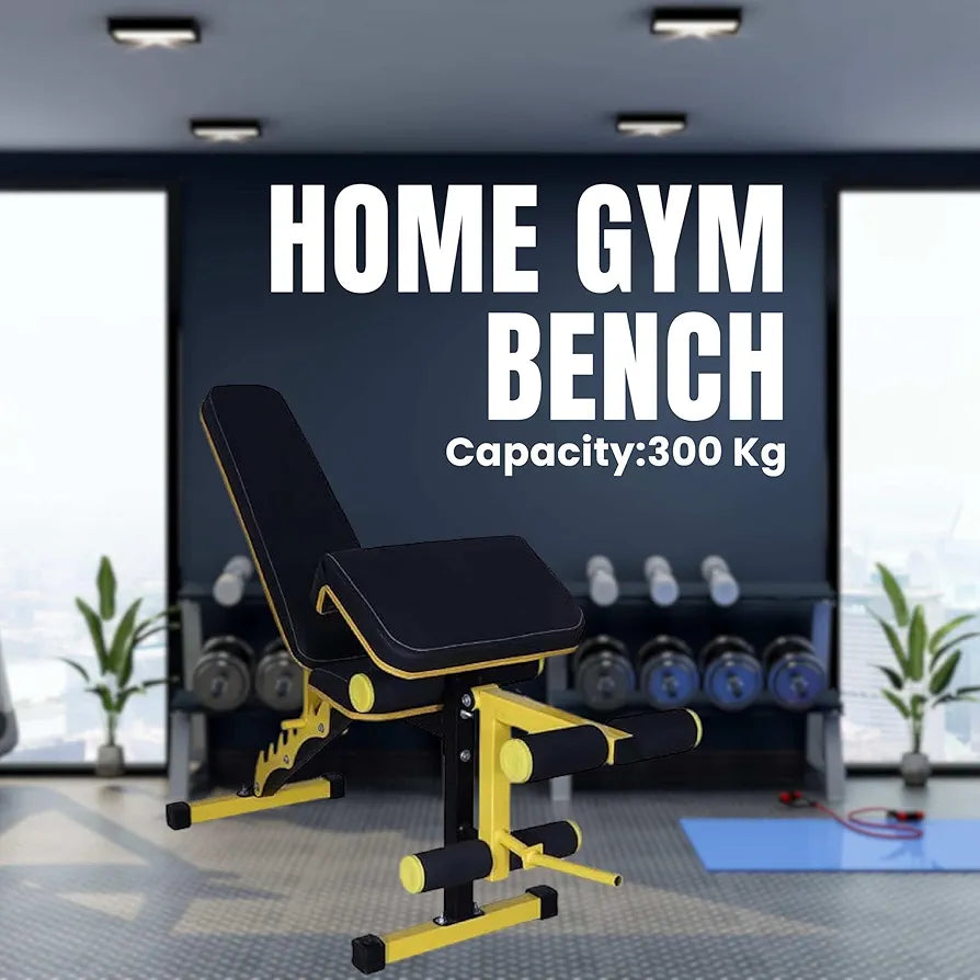 GYM24 EQUIPMENTS 6In1 Adjutable Bench Incline,Decline,Flat, Leg Extension, Leg Curl, Preaher Curl Home Gym Bench Capacity:300 Kg, Multicolor