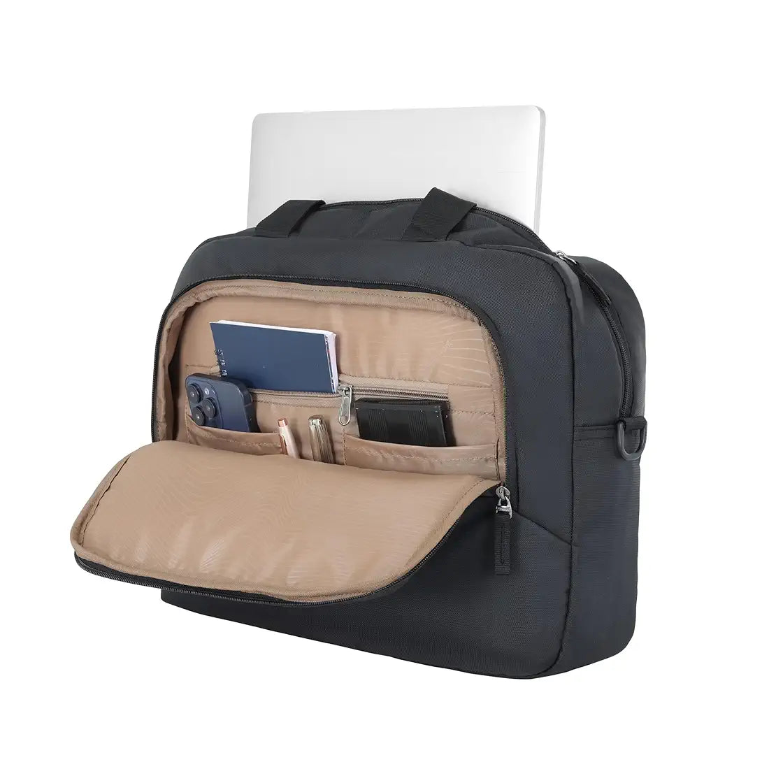 Kamiliant by American Tourister Dissenter Casual Office Bailhandle Messenger Bag with 15" Inch Laptop Compartment and Adjustable Shoulder Strap, Ergonomically Designed for Men And Women - Black
