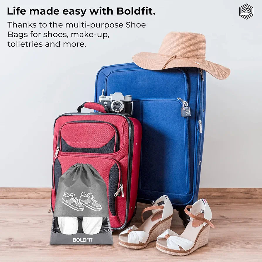 Boldfit Shoe Bag for Travel & Storage Travel Organizer for Women & Men Travel Accessories Shoe Organizer Shoe Bags Pouches Travel Shoe Cover, Essentials - Pack of 6 Shoe Pouch