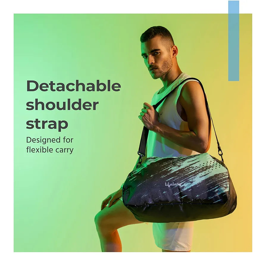 Lifelong Gym Bag for Men and Women | Sports Foldable Bag | Workout, Fitness, Exercise | Compact, Lightweight, Detachable Shoulder Strap | Ideal for Gym, Travel, and Daily Use