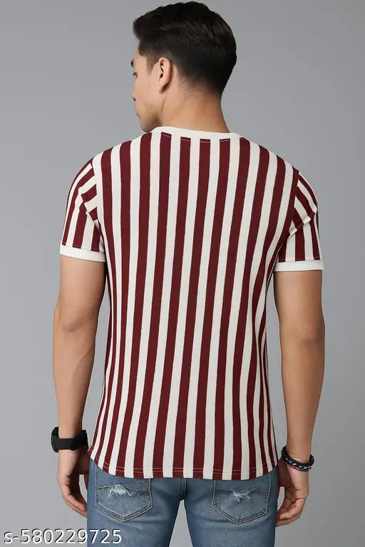 Men's Polycotton Round Neck T-Shirt | Regular Fit Casual Wear | Stylish Matte Finish | Trendy Solid Colors Tee - RN-MATTE-MAHROON