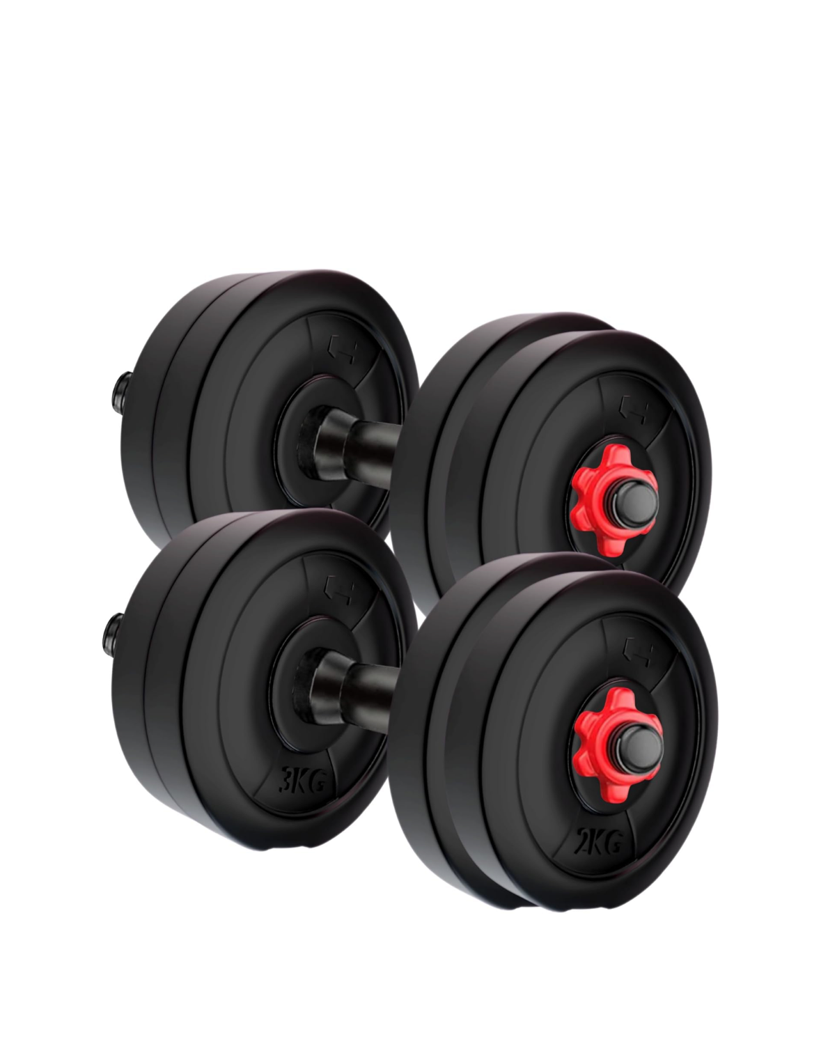 Symactive Pvc 20 Kg Adjustable Dumbbells Fitness Kit For Full Body Workout (2 Kg X 4 + 3 Kg X 4 Kg Pvc Weight, One Pair 14'' Dumbbell Rods&Nuts),Black