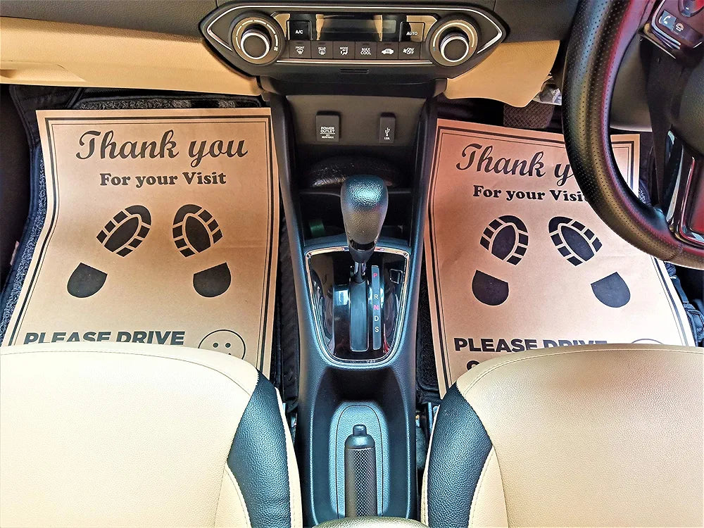 CONVRT Car Compatible With Disposable Paper Foot Mat, Large Size, Universal Size, Brown