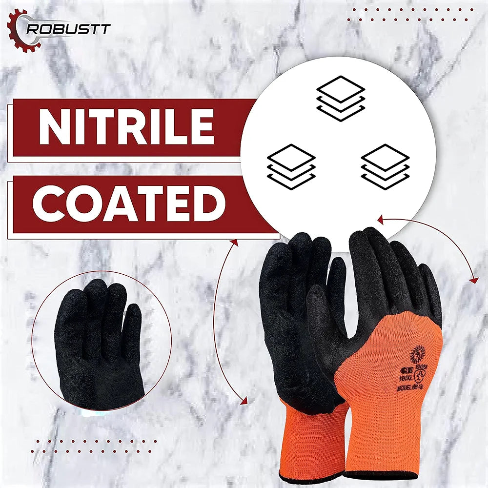 Robustt Nylon Nitrile Half Coated Industrial Safety Hand Gloves Anti-Cut | Cut Resistant | Heat Resistant | Industrial Use | for Finger and Hand Protection.