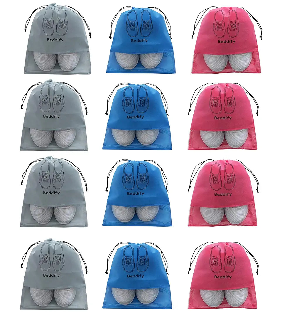 Beddify Pack of 12 Shoe Bags for Travel & Storage Travel Organizer for Women & Men Travel Accessories Shoe Organizer Shoe Pouches Travel Shoe Cover Travel Essentials