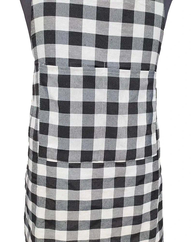 GLUN Waterproof Unisex Kitchen Checkered Design Apron with 2 Front Centre Pocket With Adjustable Neck Strap