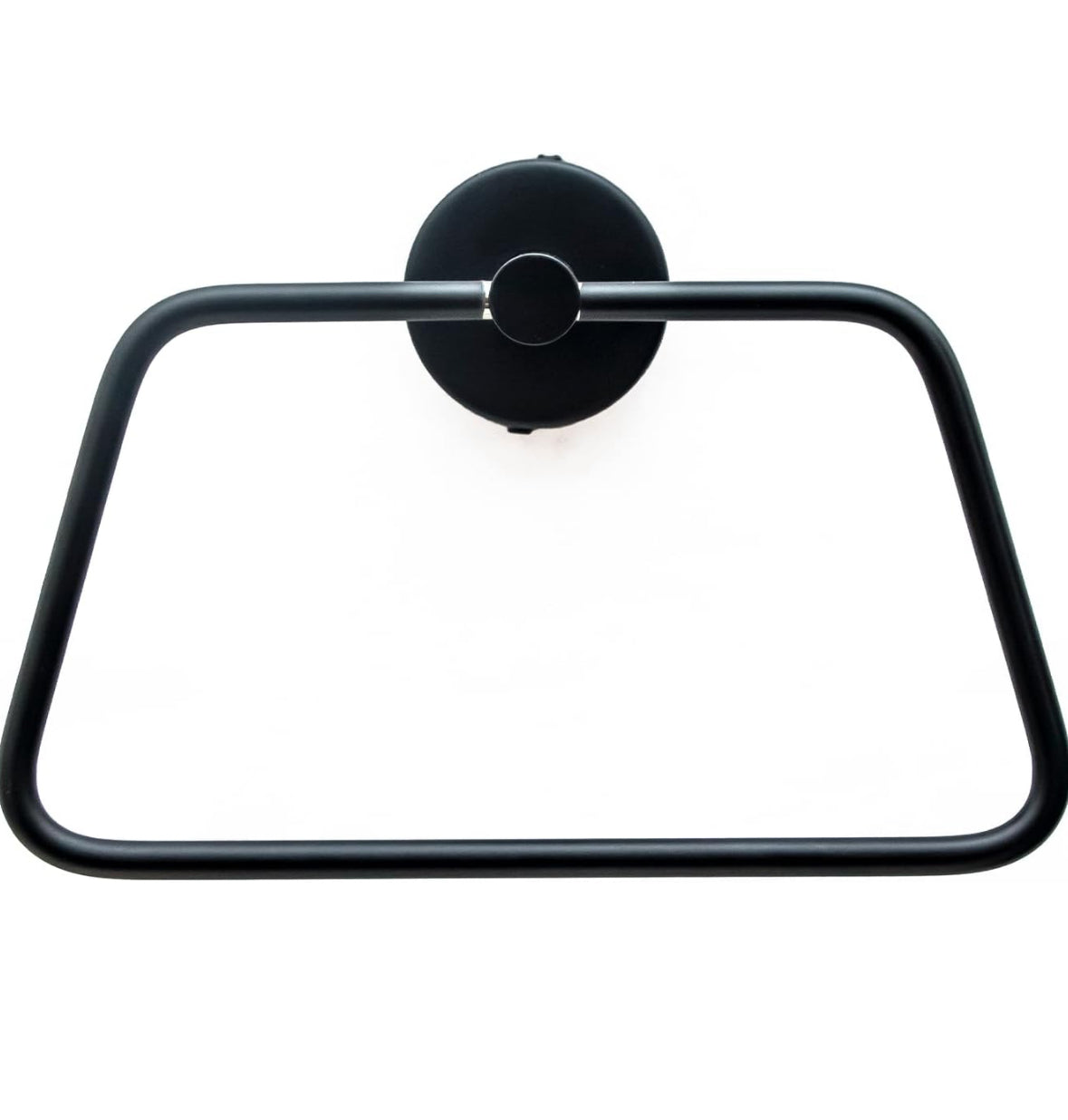 BonKaso 304 Stainless Steel Square Towel Ring – Rustproof Wall Mounted Napkin & Hand Towel Holder for Bathroom, Kitchen & Wash Basin | Space-Saving Modern Design | Matte Black Finish
