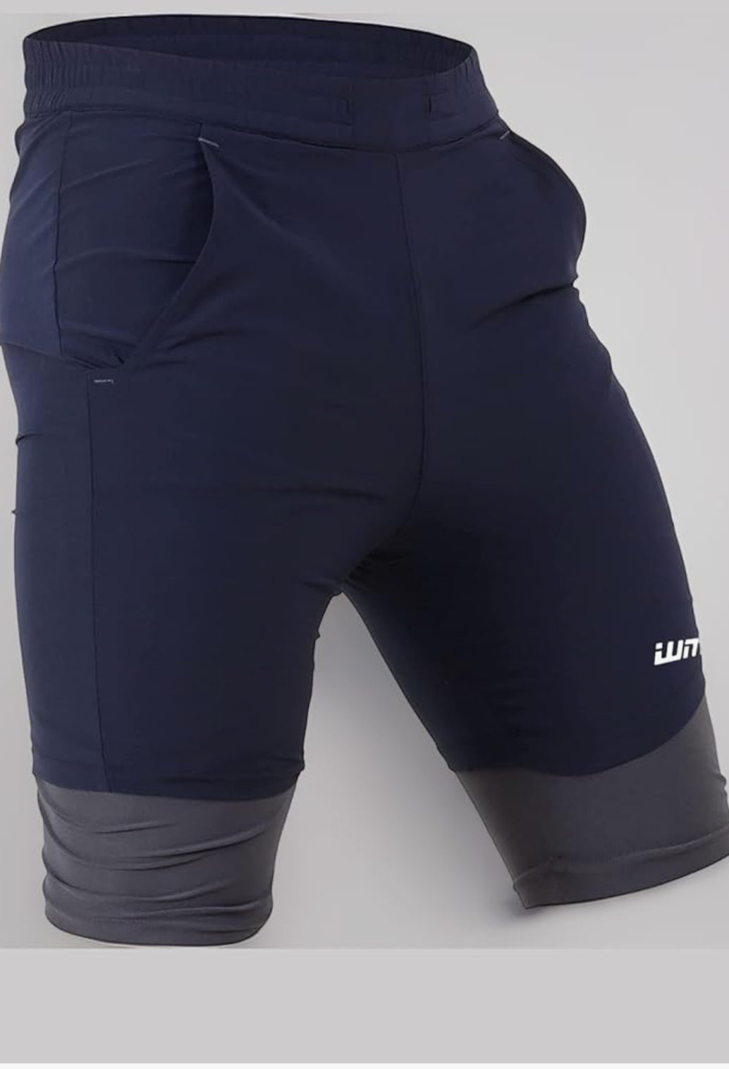 WMX Mens 2 in 1 Running Shorts Quick Dry Gym Athletic Workout Clothes with Side Pockets