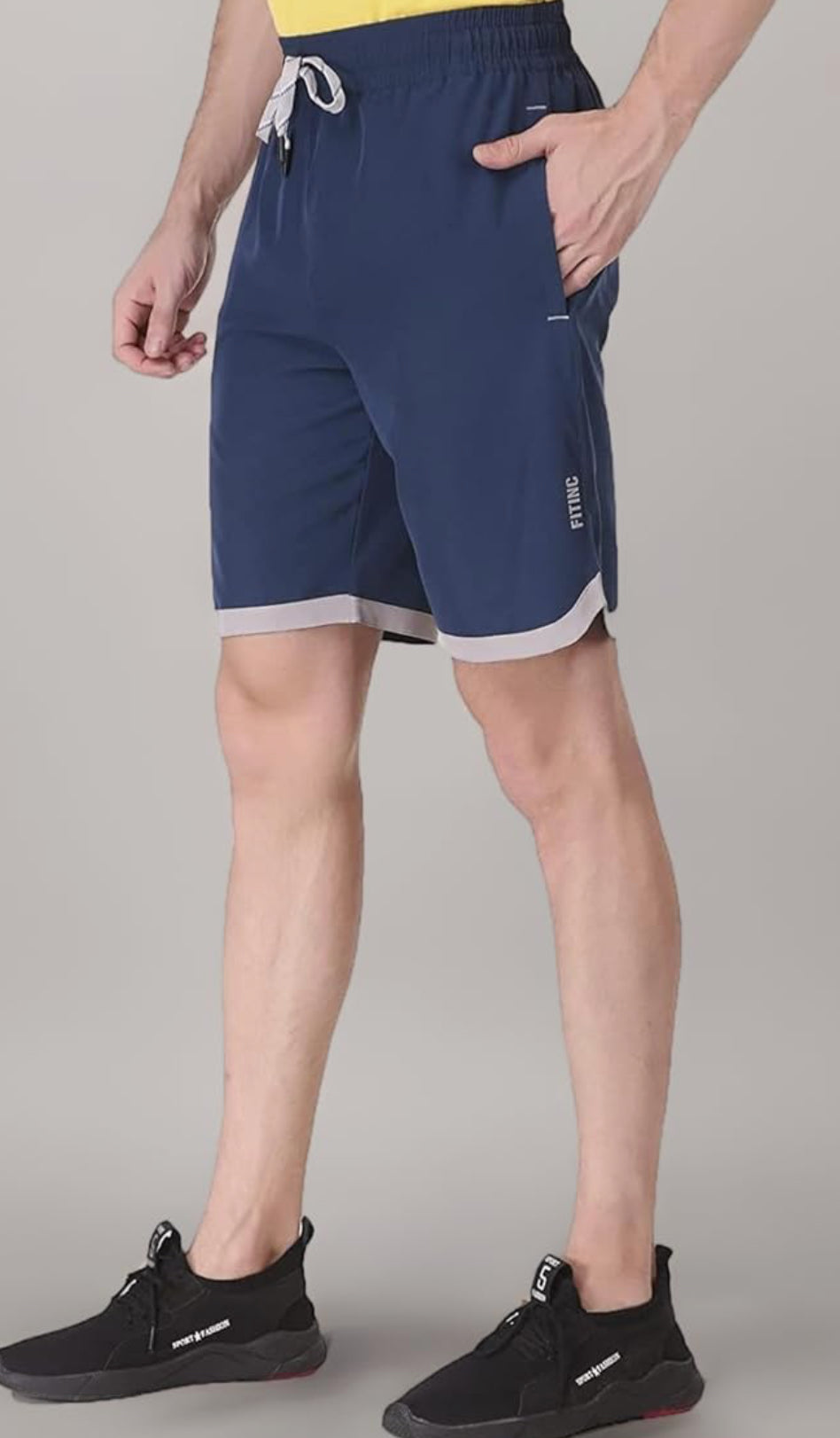 FITINC N.S Lycra Shorts for Men with Zipper Pockets & Knee Design