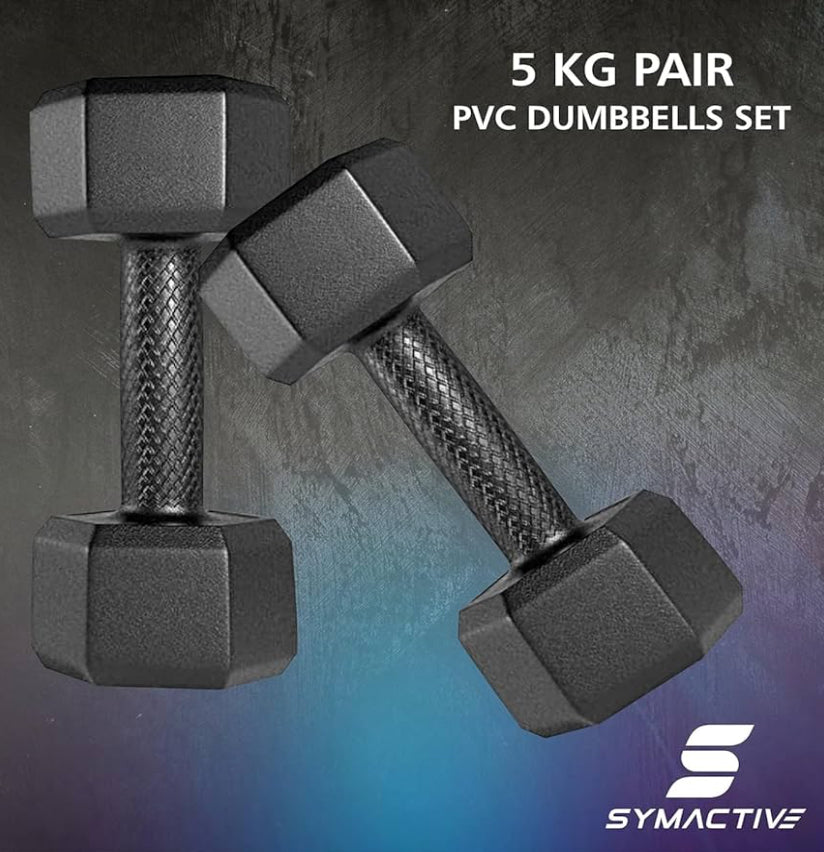Symactive PVC (Round/Hex) Dumbbell Sets and Fitnessfor Men and Women Body Workout