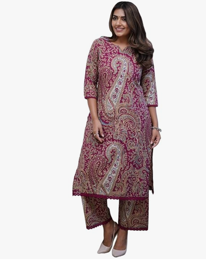 GoSriKi Women's Rayon Viscose Straight Printed Kurta with Palazzo