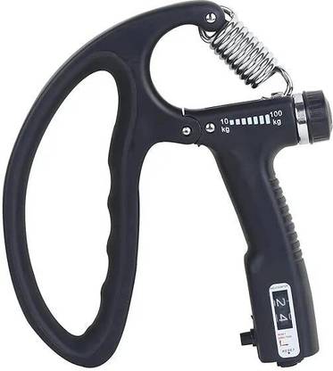 Shopeleven D-SHAPE Professional Adjustable Hand Gripper With 10KG to 100KG Resistance Range Hand Grip/Fitness Grip (Black)