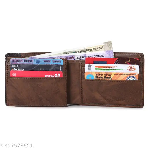 SAMTROH C Design Pu Leather Wallet for Men I 6 Card Slots I 2 Currency & Secret Compartments I 2 ID Card Slots (Brown)
