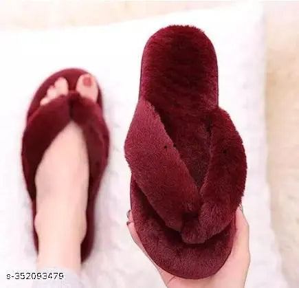 Summer and Winter Woolen Fur Slipper for Women for indoor and outdoor use