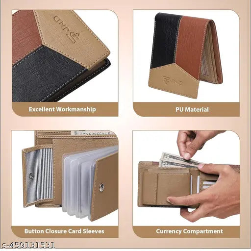 Men Casual, Ethnic, Evening/Party, Travel, Formal, Trendy Beige Artificial Leather Wallet - Regular Size (13 Card Slots)
