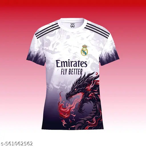 REAL MADRID BYBLADE DRAG 0N EDITION|LA LIGA AND UCL | FAN JERSEY | SUMMER FABRIC | 2025 MEN JERSEY | EUROPEAN FOOTBALL | RED DRAGUN |