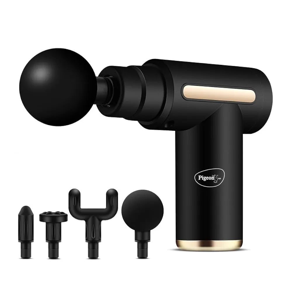 Pigeon Pulse Gun Massager With Digital Display,4 Heads,6 Speed,Rechargeable,Handheld,Percussion Muscle For Full Body Pain Relief,Muscle Relaxation Of Neck,Shoulder,Back,Foot For Unisex 