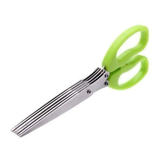 Stainless Steel 5-Blade Herb Scissors – Multi-Layer Coriander & Vegetable Cutter with Cleaning Brush for Quick and Easy Herb and Spice Chopping