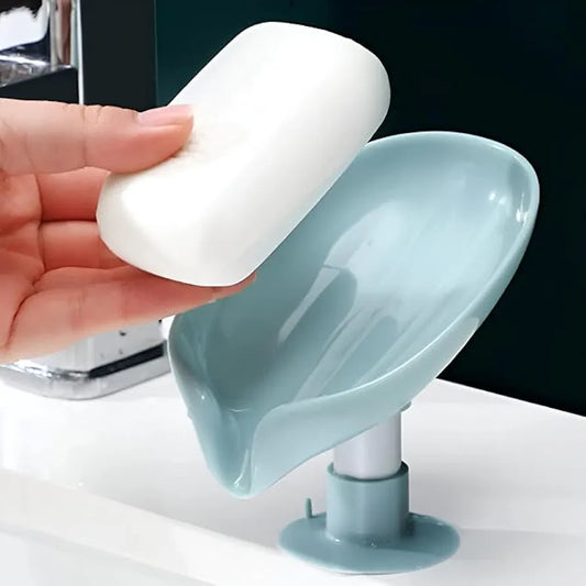 Brillwist Self-Draining Soap Tray – Leaf-Shaped Design with Triangular Diversion System | No-Drill Suction Cups | Durable Multi-Functional Soap Holder for Bathroom & Kitchen Sinks 