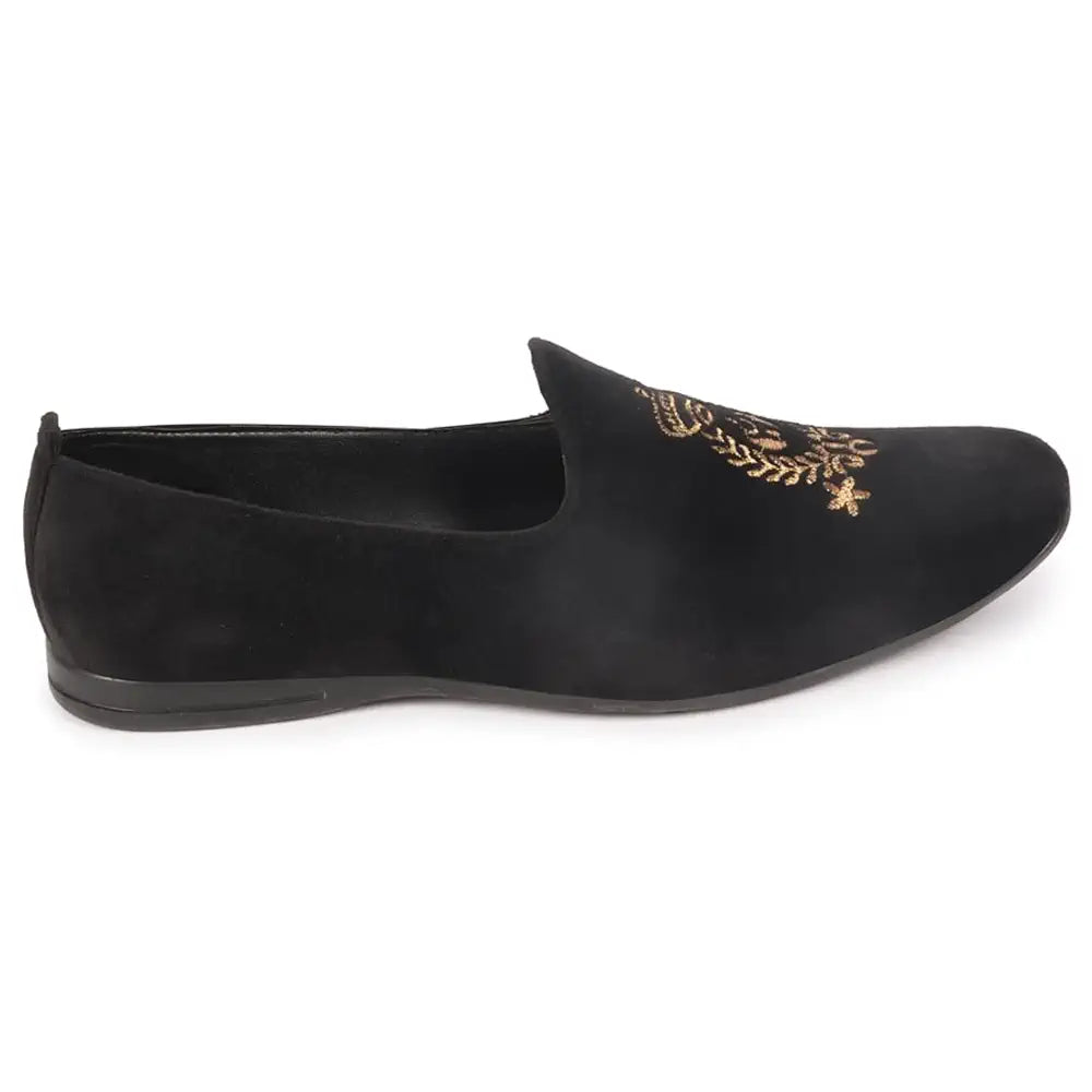 FAUSTO Mens Embroidered Slip-On Loafers | Royal Ethnic Party Shoes |Ethnic Juttis and Mojaris for for Wedding Cushioned Insole