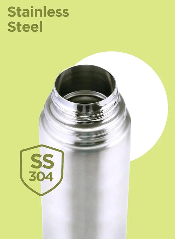 Milton Flip Lid 1000 Thermosteel Water Bottle 1 LTR, 24 Hr Hot and Cold I Leak Proof Lid, ISI Certified I Vacuum Insulated I for Office, Gym, School I Silver