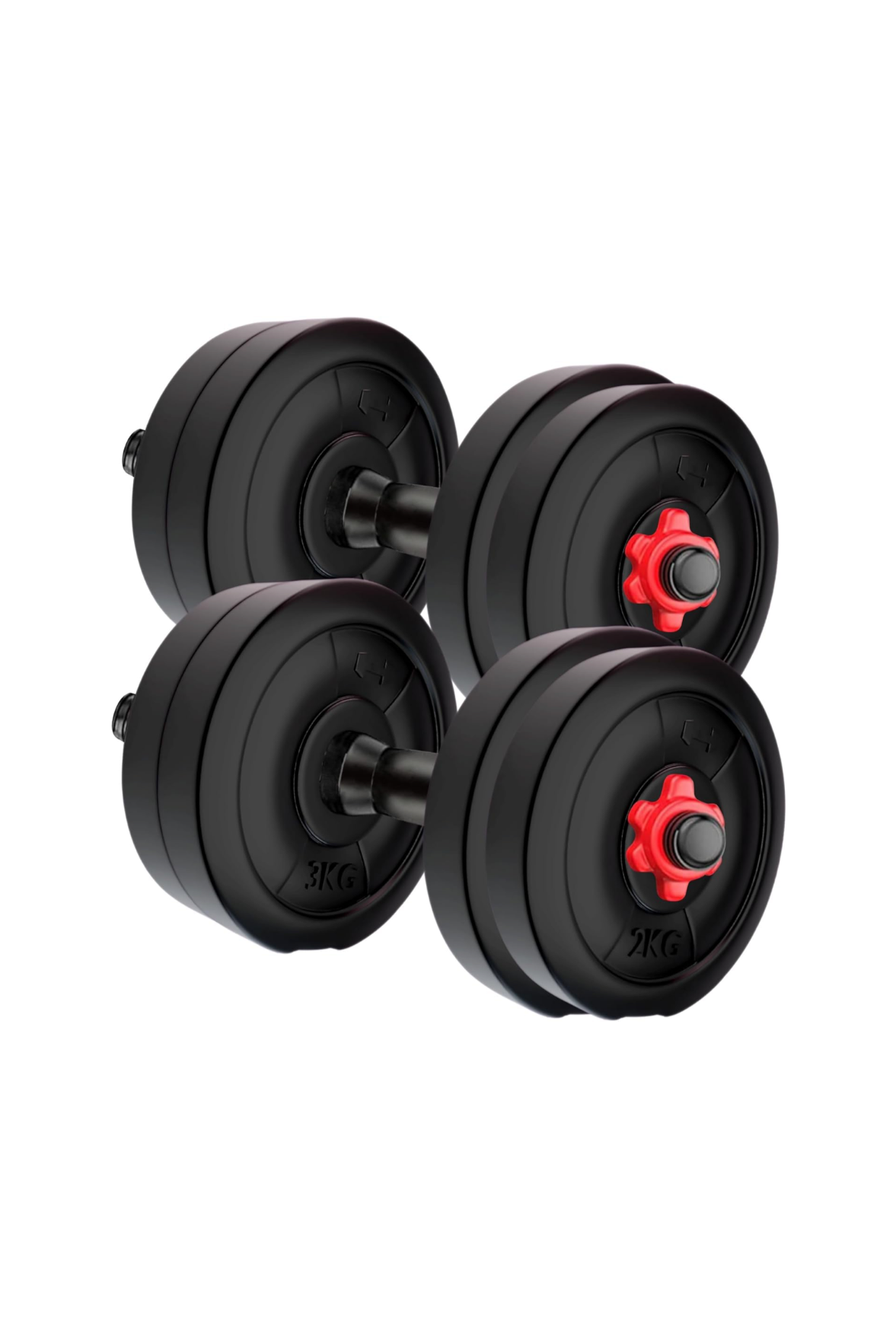 Symactive Pvc 20 Kg Adjustable Dumbbells Fitness Kit For Full Body Workout (2 Kg X 4 + 3 Kg X 4 Kg Pvc Weight, One Pair 14'' Dumbbell Rods&Nuts),Black