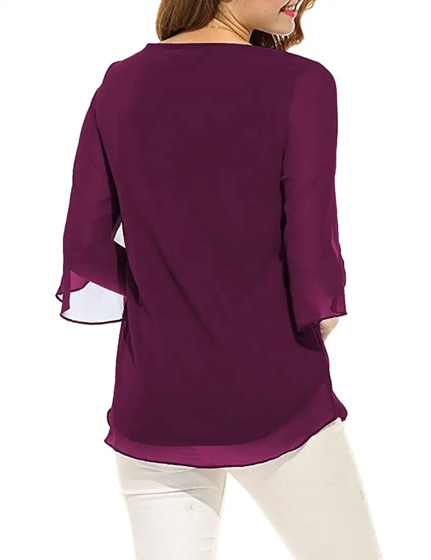 PLADO Women's and Girls Georgette Top Maroon