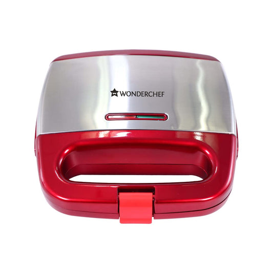 Wonderchef Crimson Edge Non-Stick Electric Griller,Sandwich Maker, Toaster |750 Watt| Auto Temp Control, LED Indicator| Non-Stick Coated Plates, Cool Touch Handle, Buckle Clip Lock| 2 Year Warranty