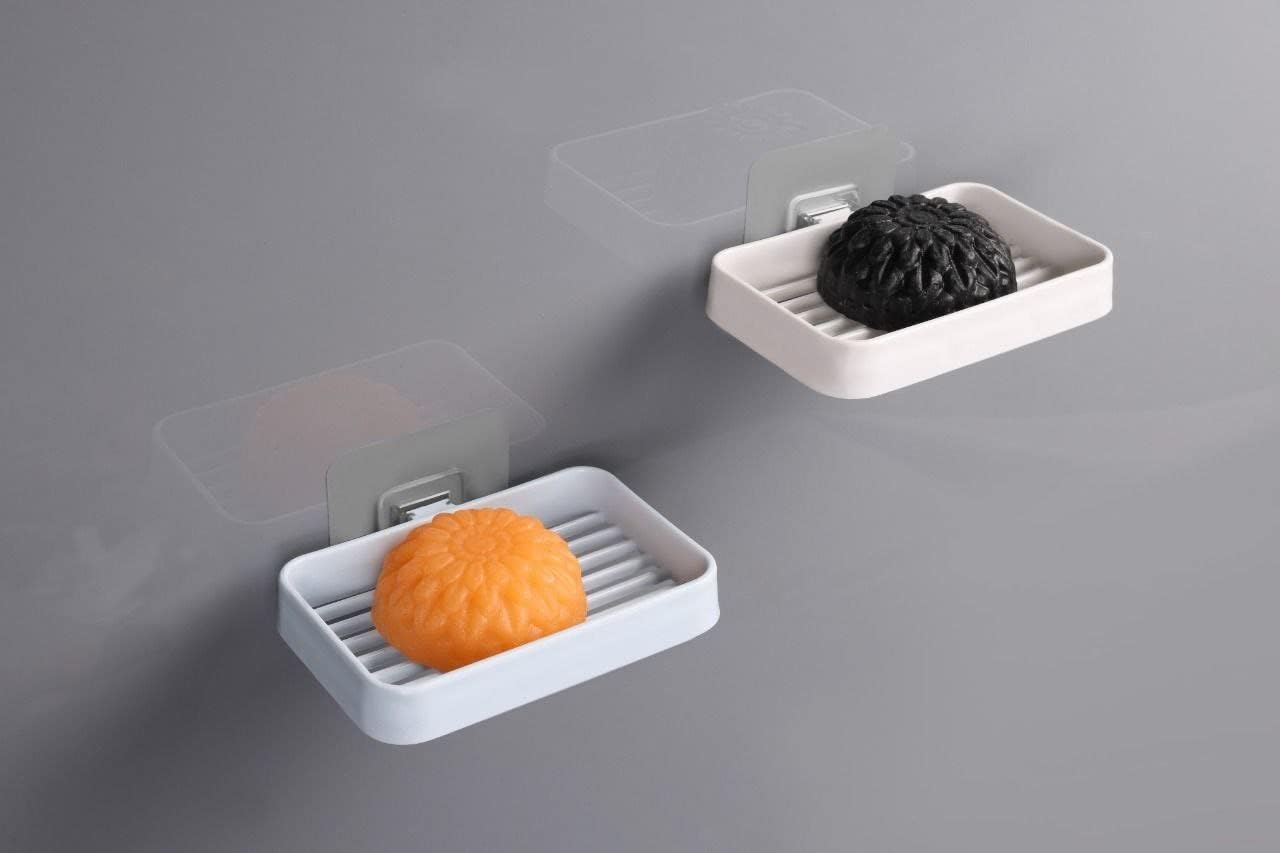 SVH Soap Stand Holder for Bathroom Kitchen Sink Magic Stickers Wall Mounted (Pack of 2 Pcs) Soap Dish Holder, Fish Design Random Color(Plastic)