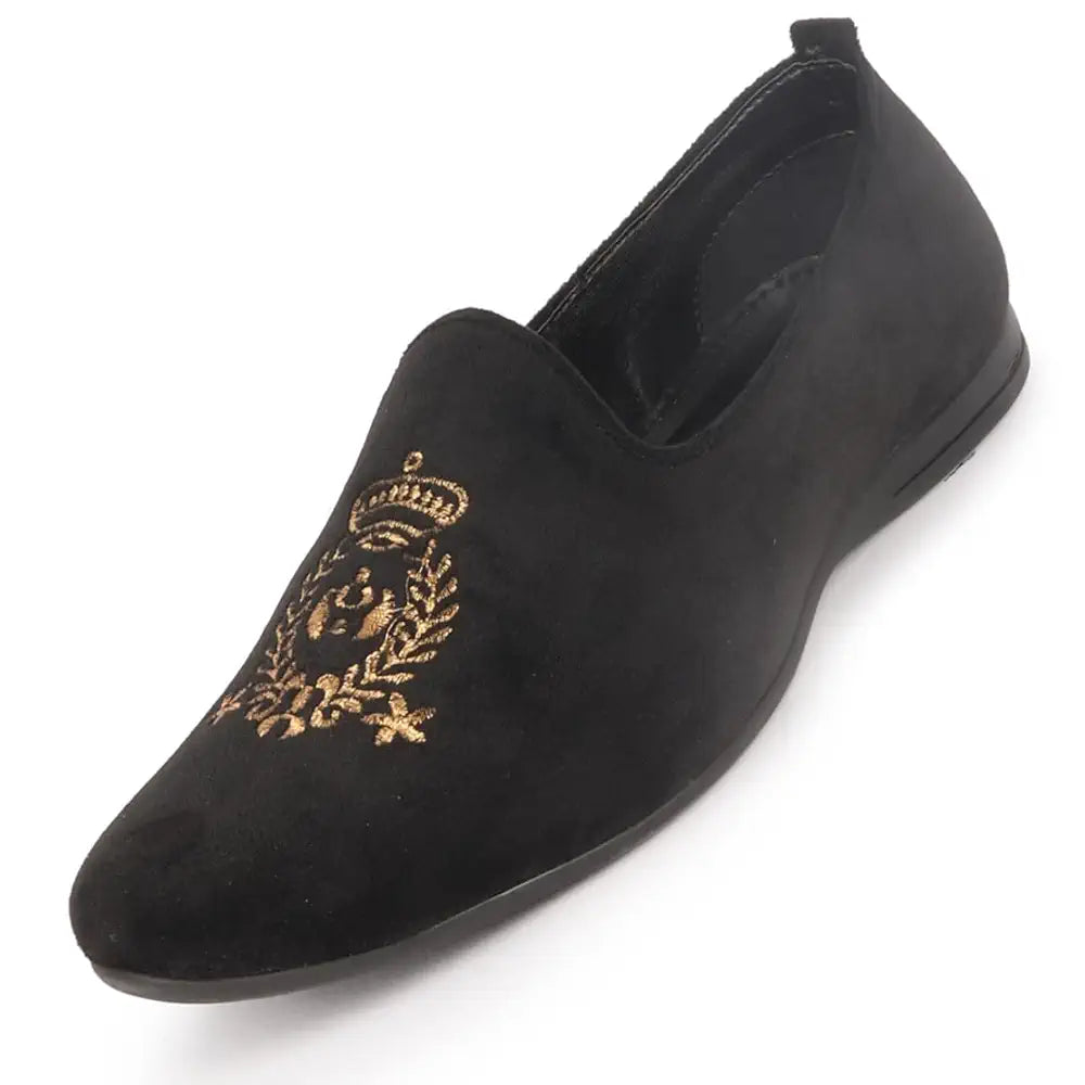 FAUSTO Mens Embroidered Slip-On Loafers | Royal Ethnic Party Shoes |Ethnic Juttis and Mojaris for for Wedding Cushioned Insole